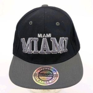 Miami City Hunter Black Gray Snapback Hat Cap